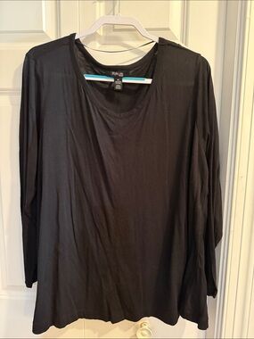 Style & Co. Black Scoop Neck Long Sleeve Top